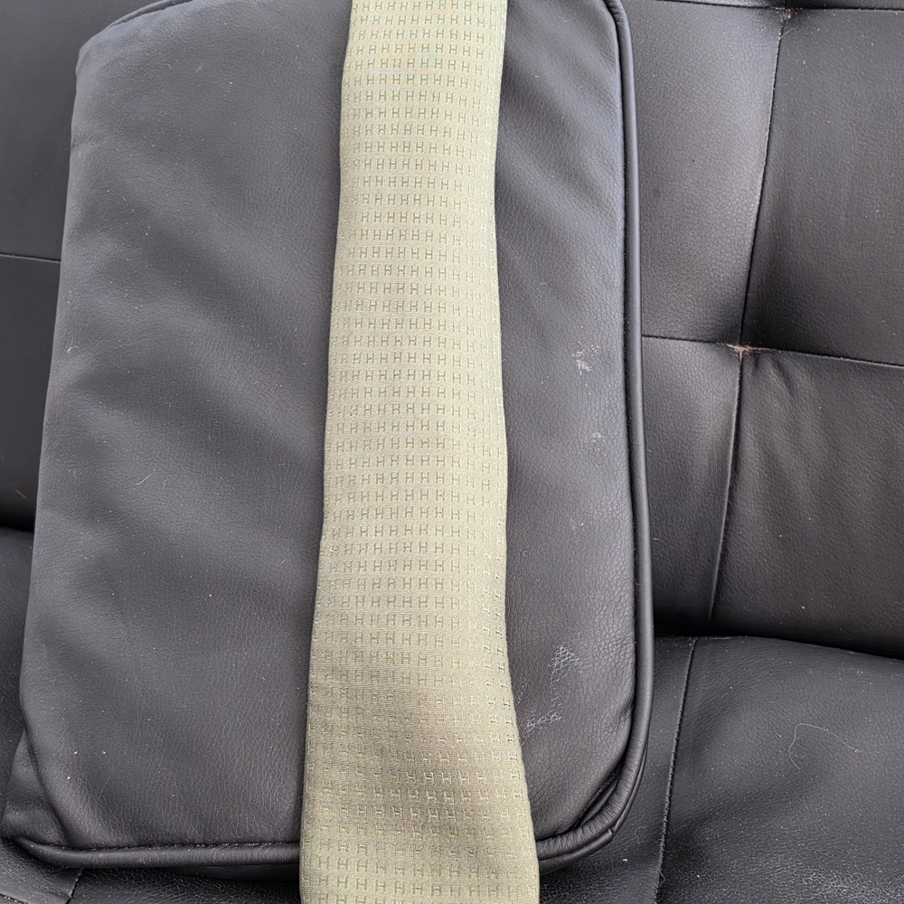 Authentix Hermes - Paris Olive Green Textured Men's Tie - Picture 5 of 5